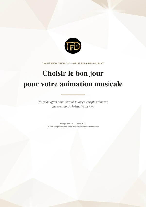 Couverture du guide — Choisir le bon jour pour votre animation musicale