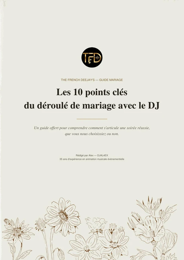 Couverture du guide — Les 10 points clés du déroulé de mariage avec le DJ