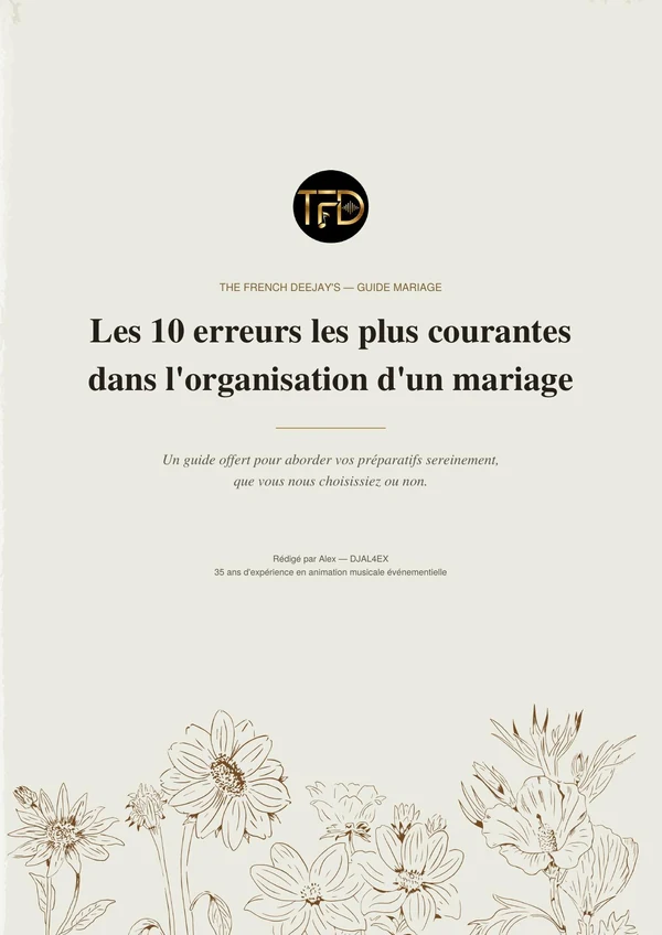 Couverture du guide — Les 10 erreurs les plus courantes dans l'organisation d'un mariage