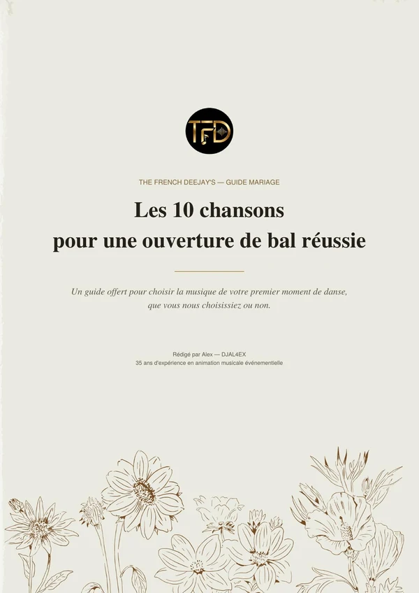 Couverture du guide — Les 10 chansons pour une ouverture de bal réussie